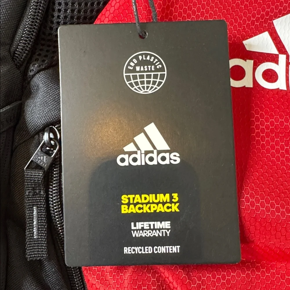 Unisex Adidas Stadium 3 Backpack Team Power Red Soccer Ball CleatCompartment NWT
